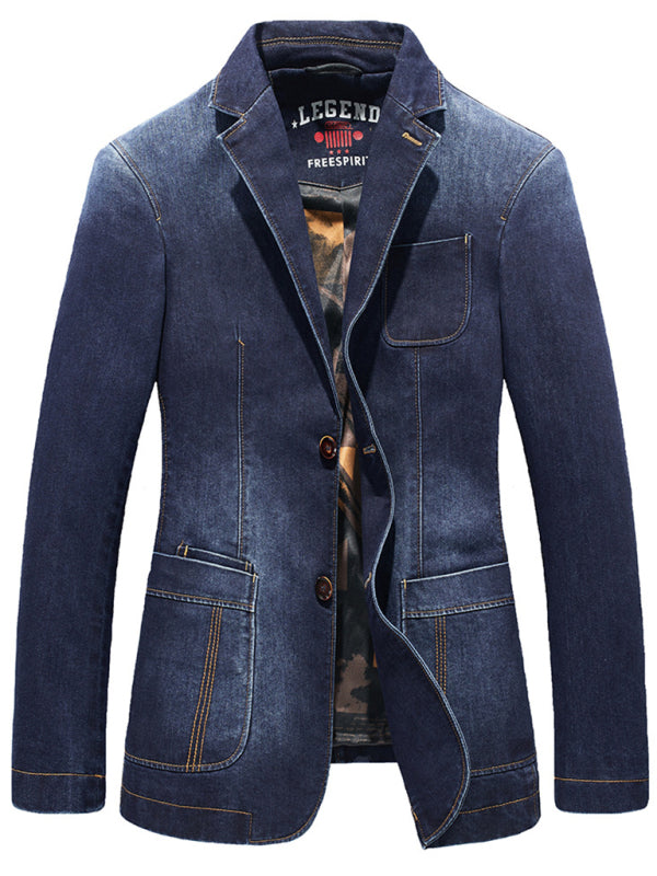 Men's Casual Loose Denim Multi-pocket Suit Jacket