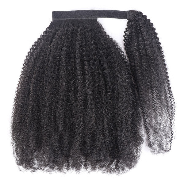 Afro Curly Ponytails Clip in Hair Extensions Kinky Curly Wrap Around Ponytail Human Hair - Healthier Me Beauty, LLC