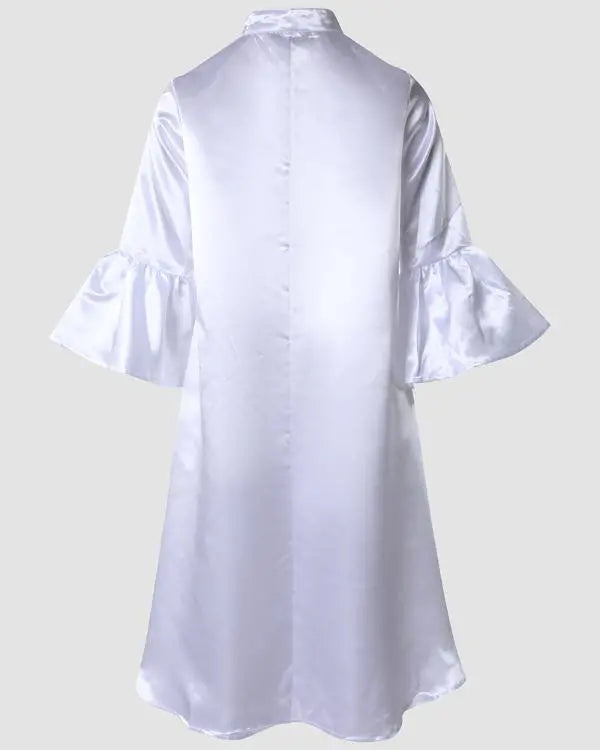 Bell Sleeve Flowy Shirt Dress