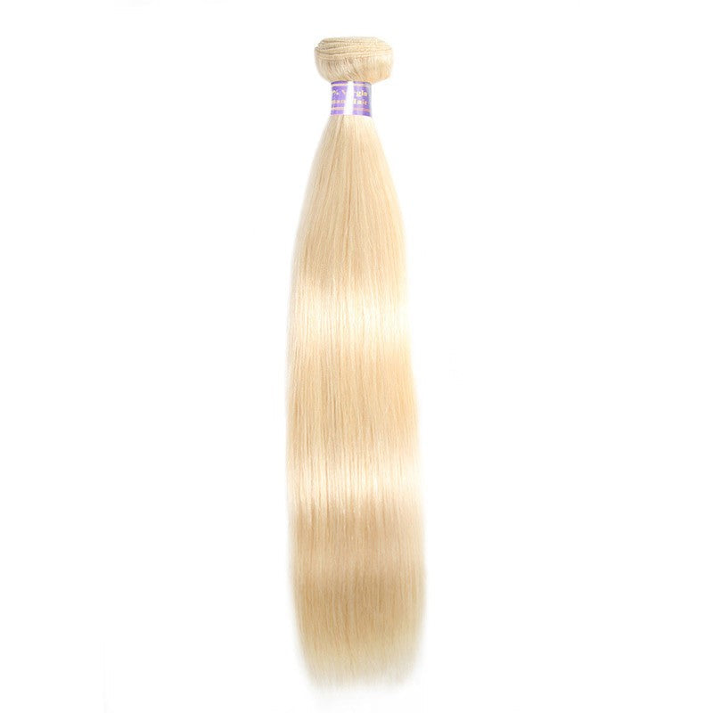 613 Blonde Straight Human Hair Weave 3 Bundles With Lace Closure - Healthier Me Beauty, LLC