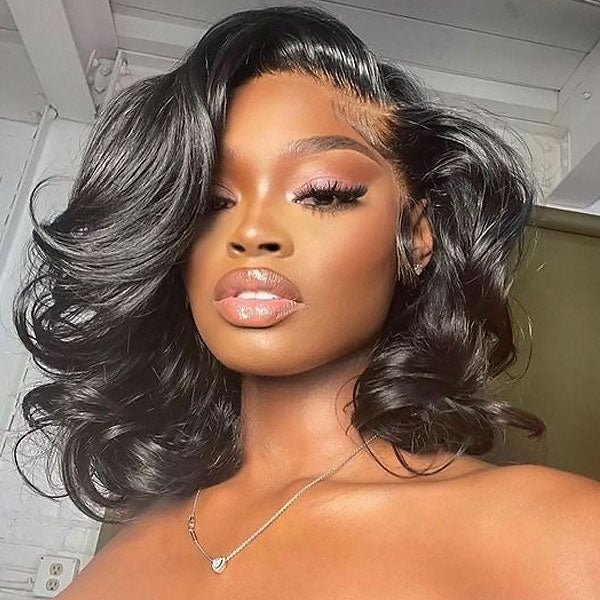 Glueless Body Wave Wig 5x5 HD Lace Wig Short Bob Wigs Pre Cut Wear and Go Wigs