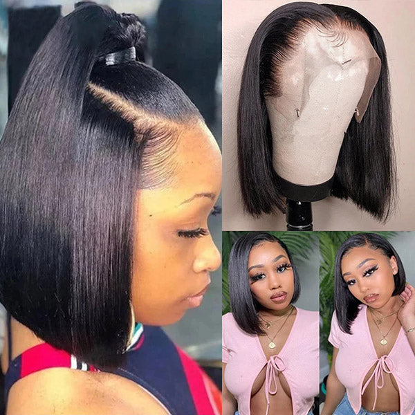 Short Straight Bob 13x4 Lace Frontal Wigs HD Lace Wigs 200% Density - Healthier Me Beauty, LLC