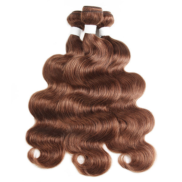 Brown Body Wave Bundles with Closure #4 Chocolate Brown 3 Bundles with 4x4 Lace Closure - Healthier Me Beauty, LLC