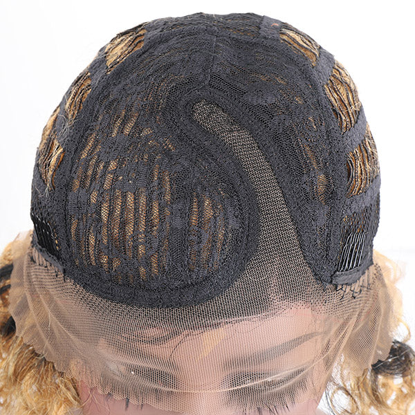 Ombre 1B/27 Curly Short Bob Human Hair Wigs 8 Inch - Healthier Me Beauty, LLC