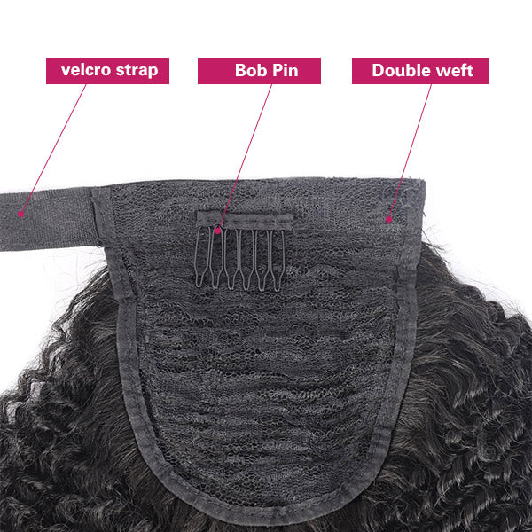 Afro Curly Ponytails Clip in Hair Extensions Kinky Curly Wrap Around Ponytail Human Hair - Healthier Me Beauty, LLC