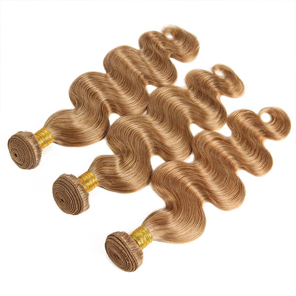 Honey Blonde Body Wave Bundles With Closure #27 Color Human Hair - Healthier Me Beauty, LLC