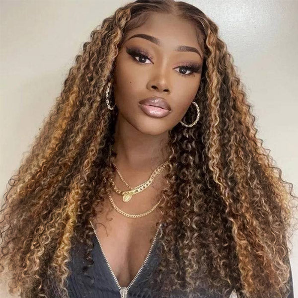 Highlight Curly Bundles with 4x4 Lace Closure Honey Blonde Highlight Bundles with Closure - Healthier Me Beauty, LLC