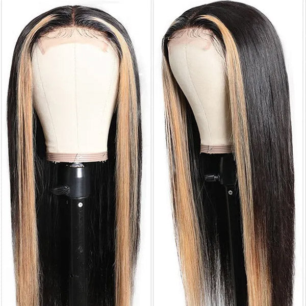 Highlight Straight Human Hair Wig 4*4 Lace Closure Wigs TL27 Ombre Wigs - Healthier Me Beauty, LLC