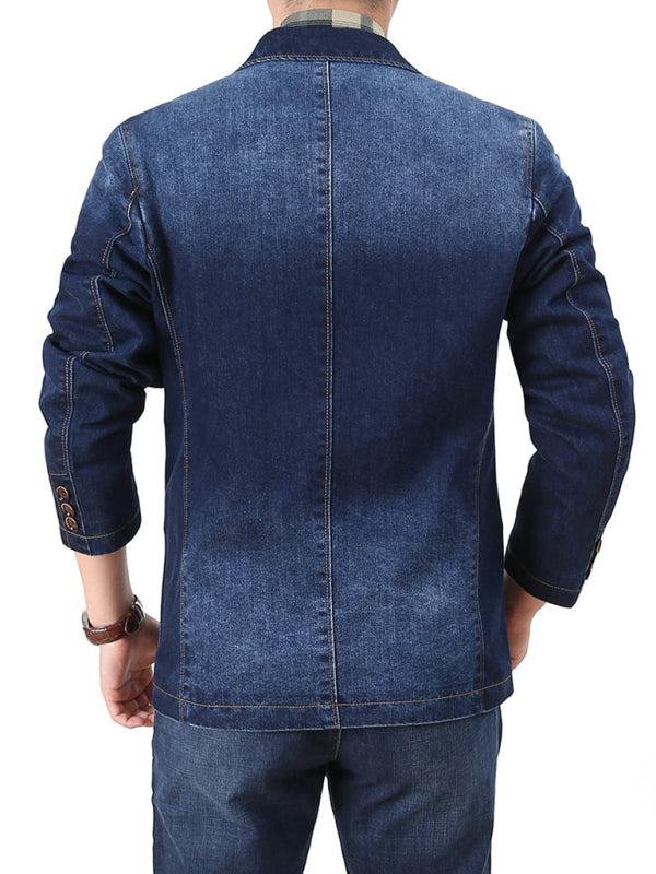 Men's Casual Loose Denim Multi-pocket Suit Jacket