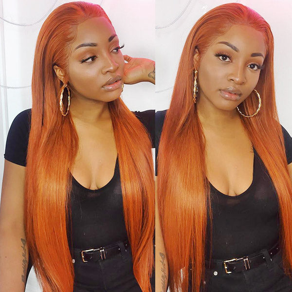 Ginger Lace Front Wig Straight Hair Wig 13x4 Transparent HD Lace Frontal Wigs 30inch - Healthier Me Beauty, LLC
