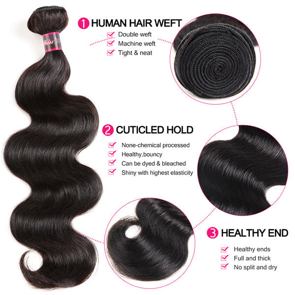 Black and Blonde Bundles with Closure Ombre Body Wave Hair with 4x4 Lace Closure - Healthier Me Beauty, LLC