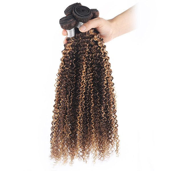 Highlight Curly Bundles with 4x4 Lace Closure Honey Blonde Highlight Bundles with Closure - Healthier Me Beauty, LLC