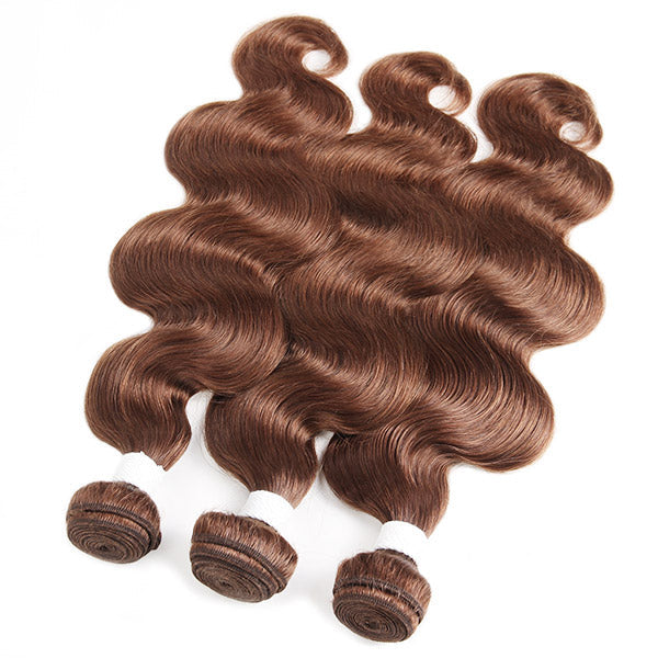 Brown Body Wave Bundles with Closure #4 Chocolate Brown 3 Bundles with 4x4 Lace Closure - Healthier Me Beauty, LLC