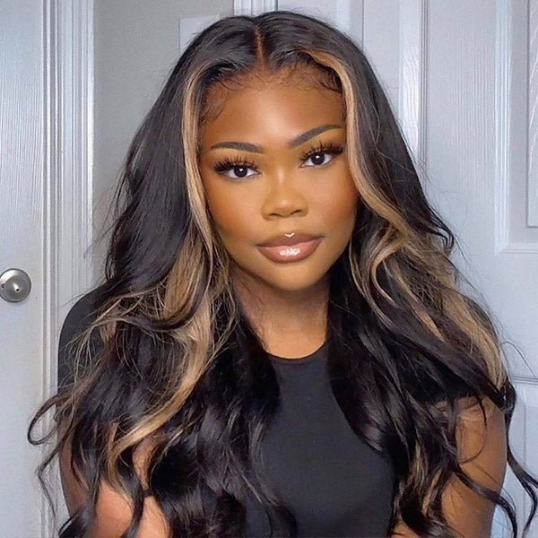 Blonde Balayage Wig 13x4 Lace Front Wigs Body Wave Wigs Highlight Balayage Human Hair Wigs - Healthier Me Beauty, LLC