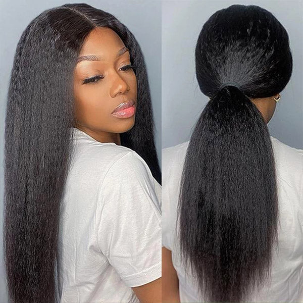 Kinky Straight V Part Wig No Lace Wigs Beginner Friendly Wigs - Healthier Me Beauty, LLC