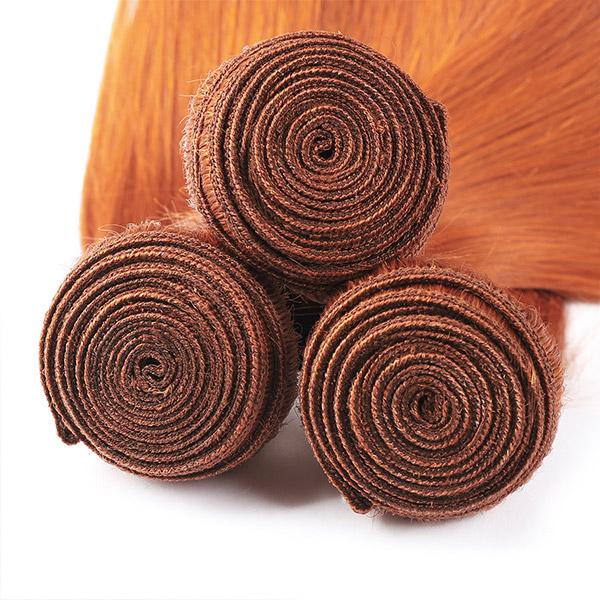 Ginger Hair Bundles with Closure Straight Human Hair 3 Bundles with HD Transparent Lace Closure - Healthier Me Beauty, LLC