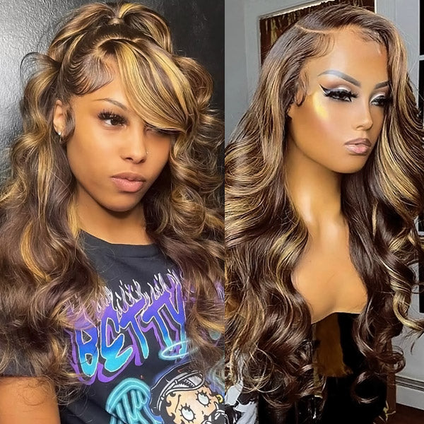 P4/27 Body Wave Lace Front Wigs with Honey Blonde 13x4 Highlight Wigs HD Human Hair Wigs - Healthier Me Beauty, LLC