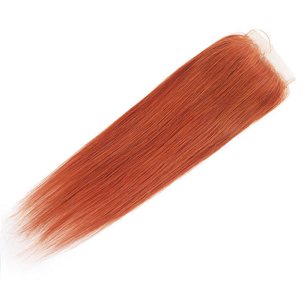 Ginger Hair Bundles with Closure Straight Human Hair 3 Bundles with HD Transparent Lace Closure - Healthier Me Beauty, LLC