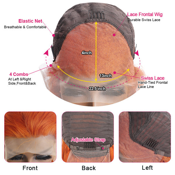Ginger Lace Front Wig Straight Hair Wig 13x4 Transparent HD Lace Frontal Wigs 30inch - Healthier Me Beauty, LLC