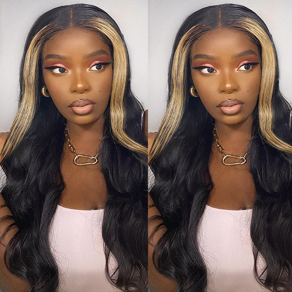 Highlight Body Wave Hair Lace Wigs TL27 Ombre 4*4 Lace Closure Wigs - Healthier Me Beauty, LLC