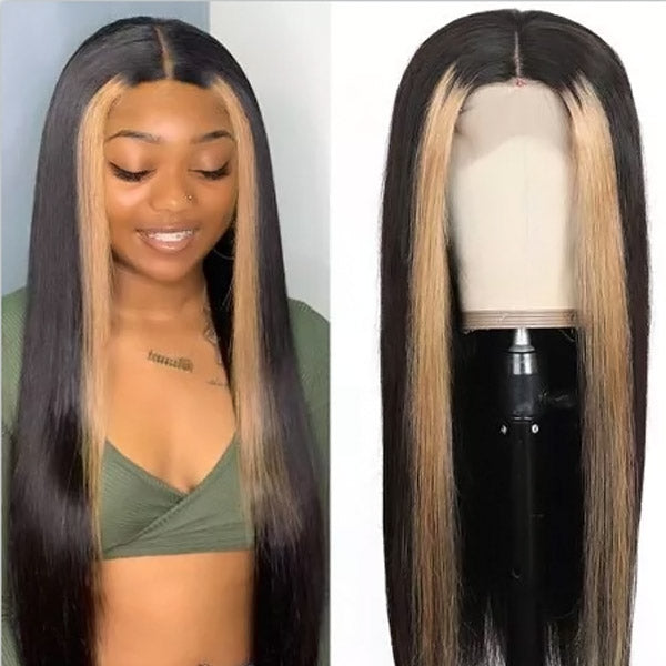 Highlight TL27 Ombre Color Straight Human Hair HD Lace Frontal Wigs - Healthier Me Beauty, LLC