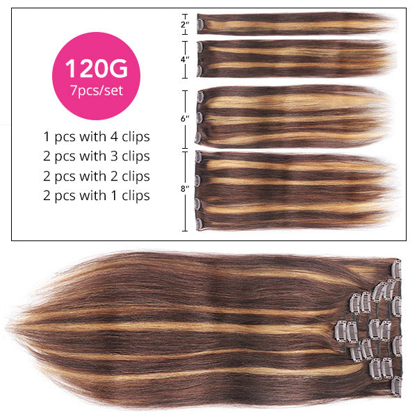 Highlight Honey Blonde Straight Virgin Human Hair Clip Hair Extensions - Healthier Me Beauty, LLC