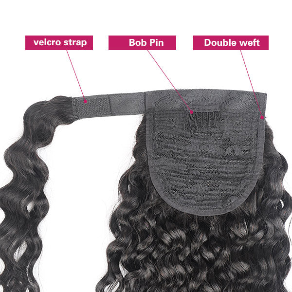 Wrap Around Ponytail Virgin Human Hair Water Wave Ponytail Extensions Clip In Hair Extensions - Healthier Me Beauty, LLC