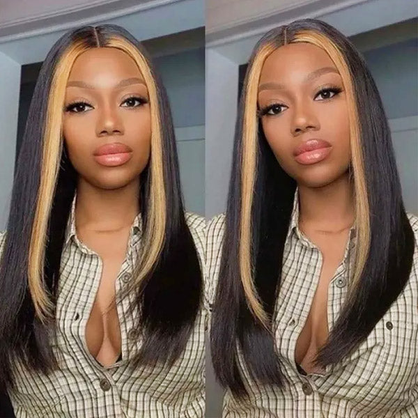 Highlight TL27 Ombre Color Straight Human Hair HD Lace Frontal Wigs - Healthier Me Beauty, LLC