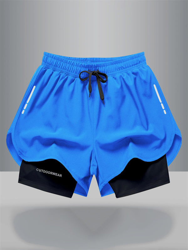 Sports training leggings fitness quick-drying fake two-piece woven ventilation high elastic