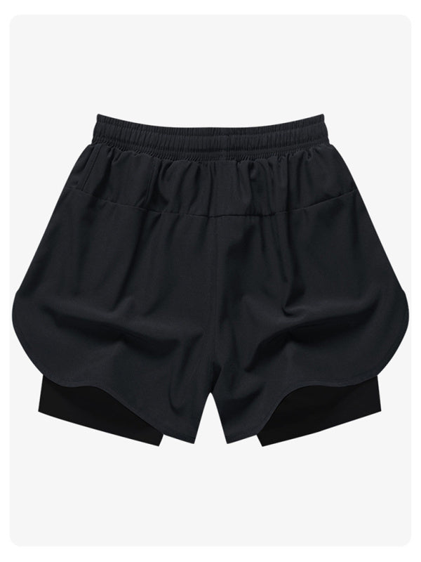 Sports training leggings fitness quick-drying fake two-piece woven ventilation high elastic