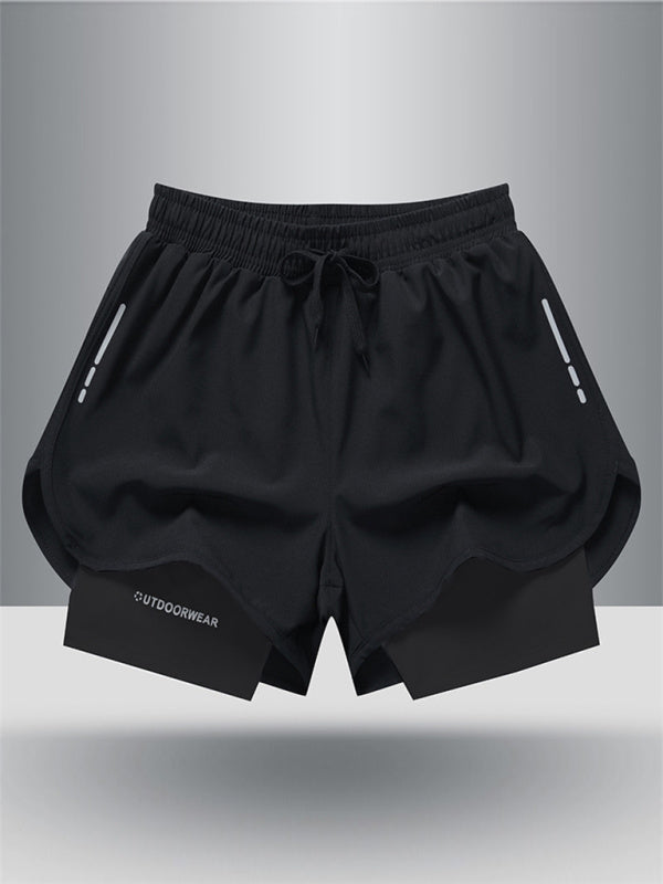 Sports training leggings fitness quick-drying fake two-piece woven ventilation high elastic