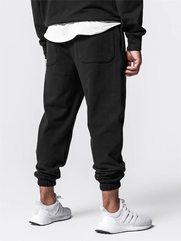 Men's Sports Solid Color Letter Embroidered All-Match Leggings Sweatpants