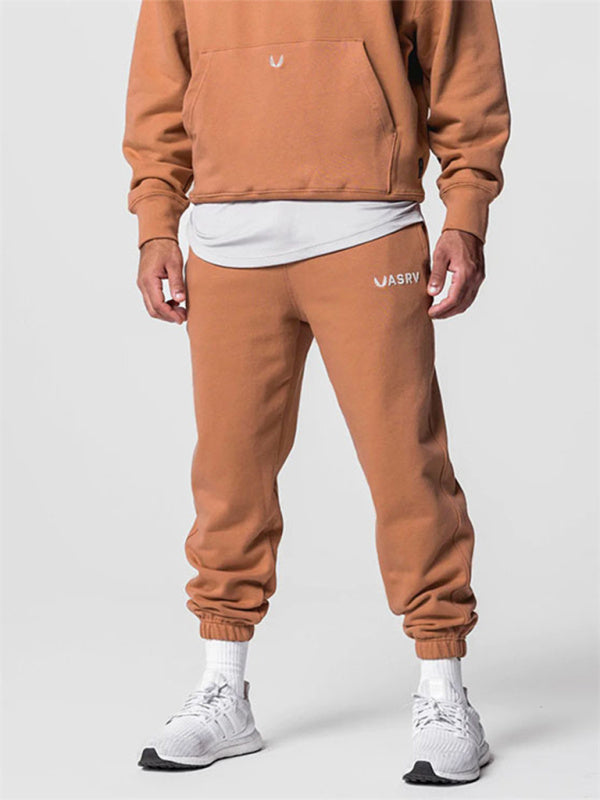 Men's Sports Solid Color Letter Embroidered All-Match Leggings Sweatpants