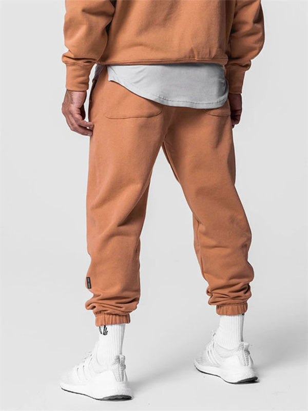 Men's Sports Solid Color Letter Embroidered All-Match Leggings Sweatpants
