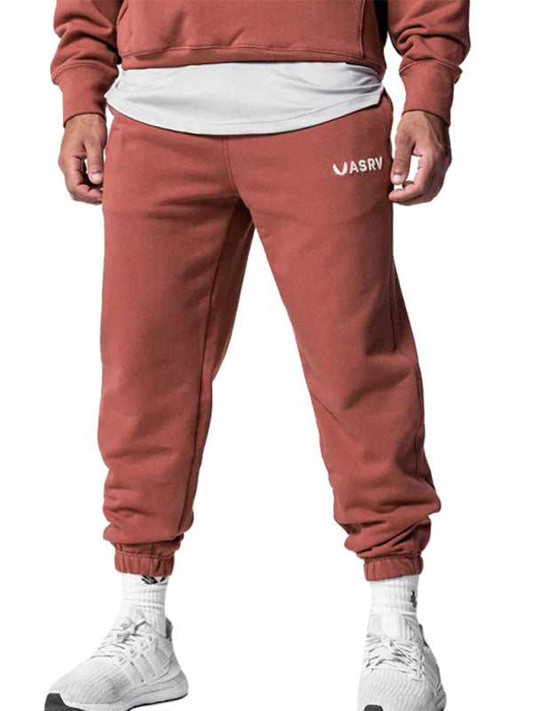 Men's Sports Solid Color Letter Embroidered All-Match Leggings Sweatpants