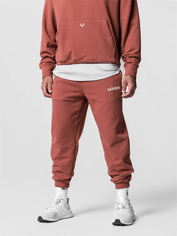 Men's Sports Solid Color Letter Embroidered All-Match Leggings Sweatpants