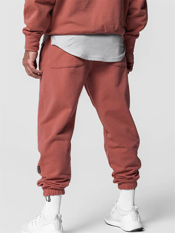 Men's Sports Solid Color Letter Embroidered All-Match Leggings Sweatpants