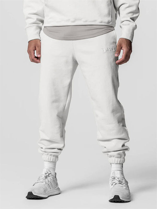 Men's Sports Solid Color Letter Embroidered All-Match Leggings Sweatpants
