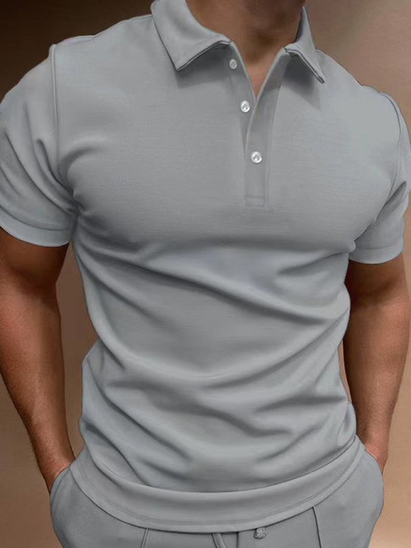 Men's Polo Shirt Short Sleeve Button T-Shirt Top