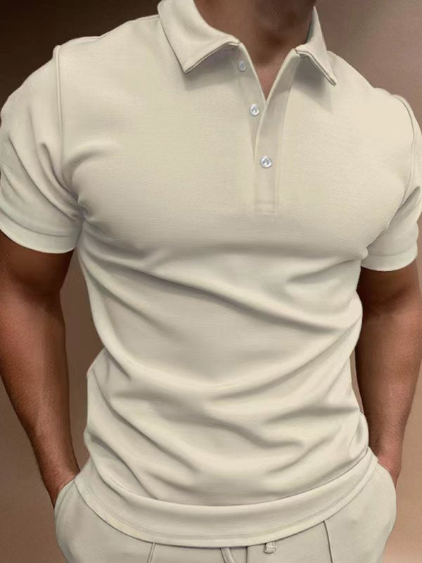 Men's Polo Shirt Short Sleeve Button T-Shirt Top