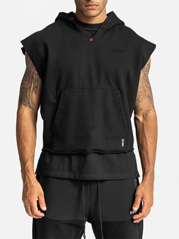 Men's Solid Color Comfort Sleeveless Hoodie