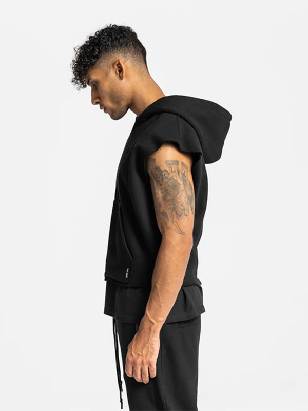 Men's Solid Color Comfort Sleeveless Hoodie