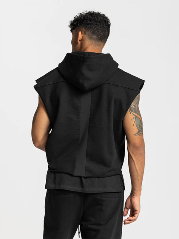 Men's Solid Color Comfort Sleeveless Hoodie