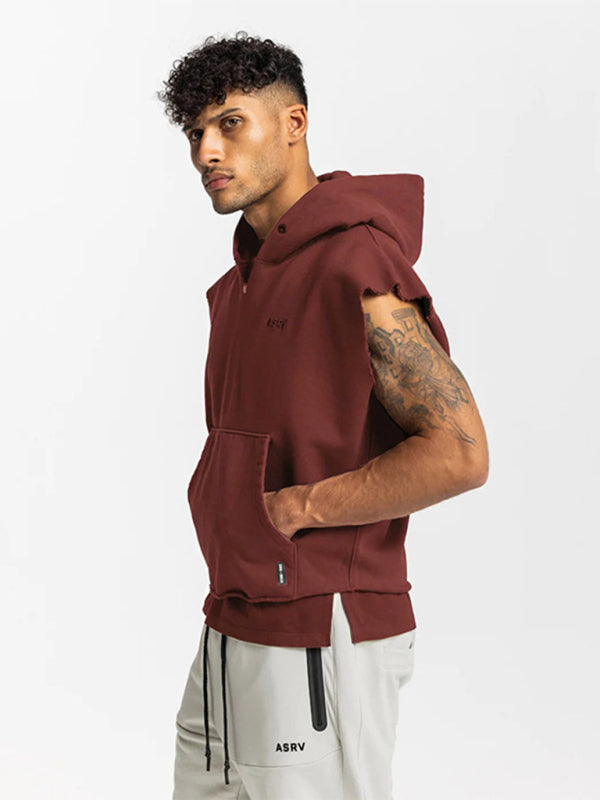Men's Solid Color Comfort Sleeveless Hoodie