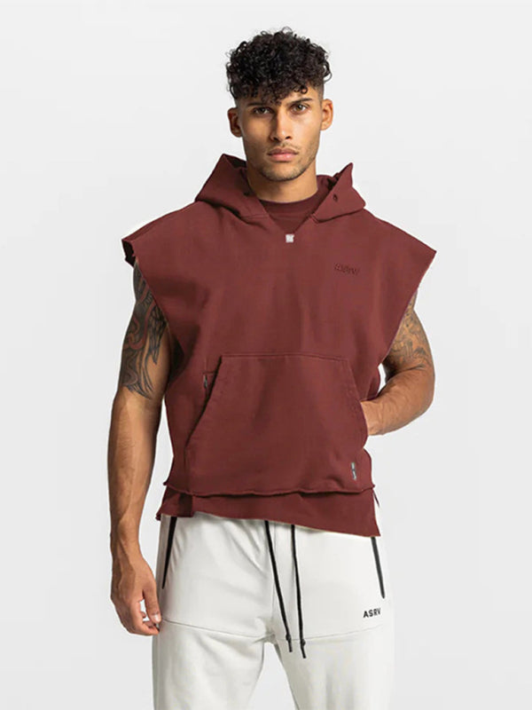 Men's Solid Color Comfort Sleeveless Hoodie