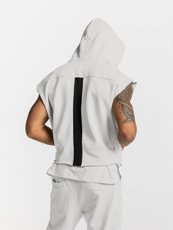 Men's Solid Color Comfort Sleeveless Hoodie