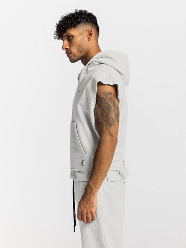 Men's Solid Color Comfort Sleeveless Hoodie