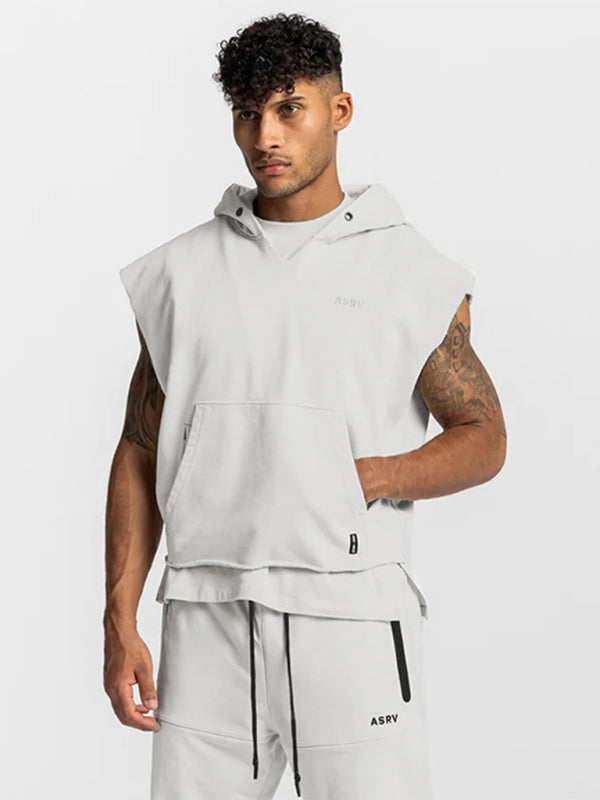 Men's Solid Color Comfort Sleeveless Hoodie