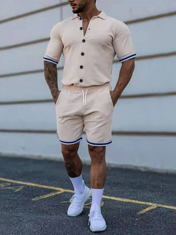 Men's Solid-Color Short-Sleeve Button-Down Shirt