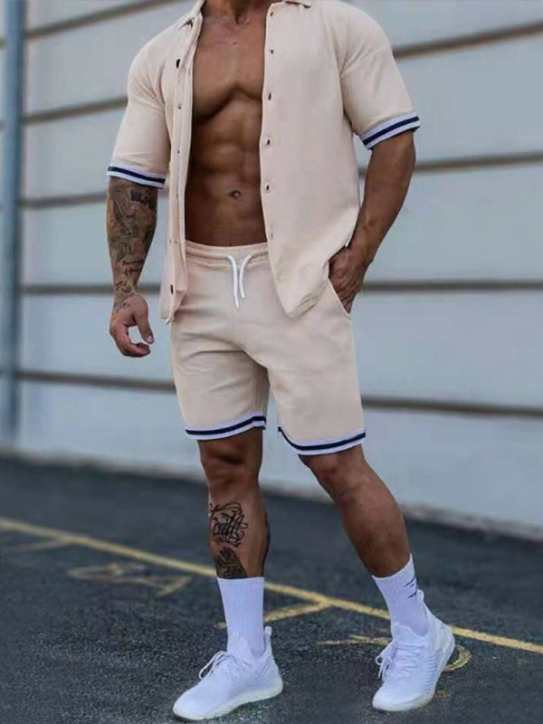 Men's Solid-Color Short-Sleeve Button-Down Shirt